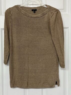 Talbots Taupe Linen Pullover Sweater Neutral Sz PM
